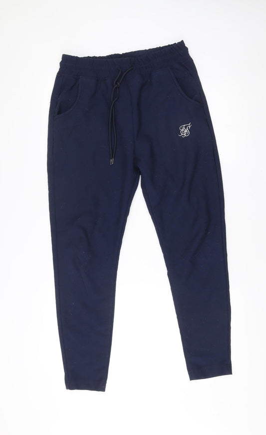 SikSilk Mens Blue Jogger Trousers Size M Polyester Slim Fit
