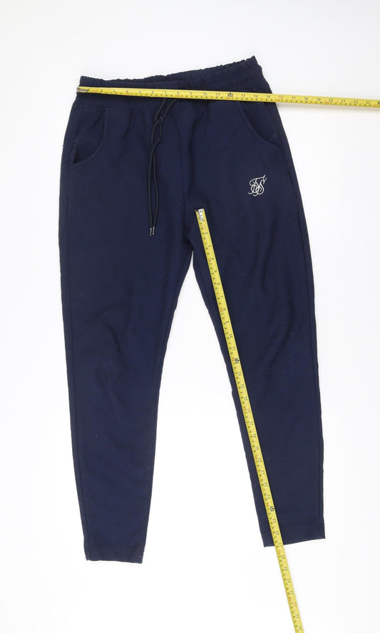 SikSilk Mens Blue Jogger Trousers Size M Polyester Slim Fit