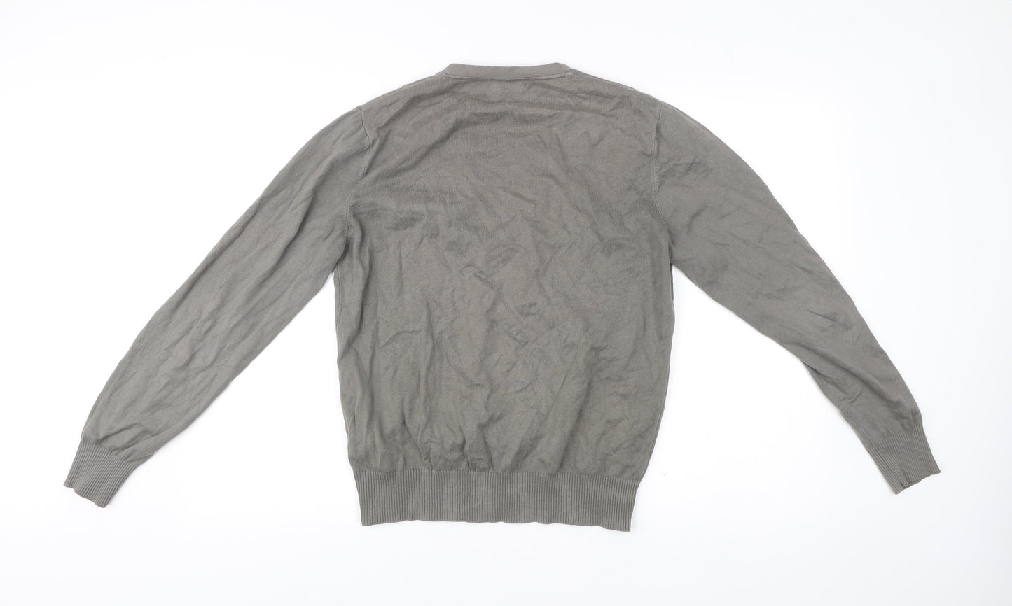 Benetton Men’s Grey Cotton V-Neck Cardigan Size M