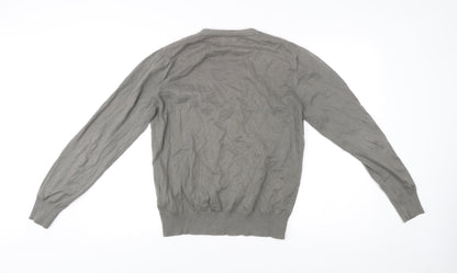 Benetton Men’s Grey Cotton V-Neck Cardigan Size M