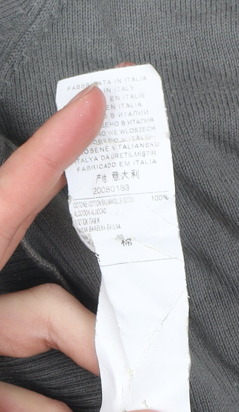 Benetton Men’s Grey Cotton V-Neck Cardigan Size M