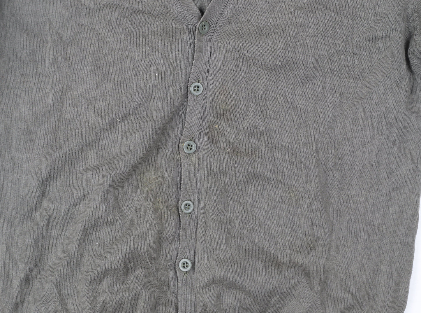 Benetton Men’s Grey Cotton V-Neck Cardigan Size M