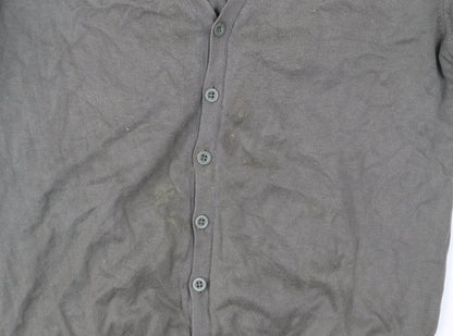 Benetton Men’s Grey Cotton V-Neck Cardigan Size M