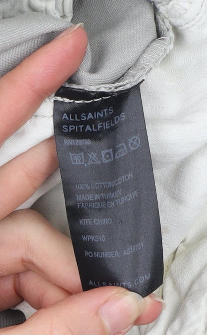 AllSaints Womens Grey Size 6 Chino Straight Cotton Trousers