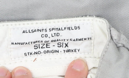 AllSaints Womens Grey Size 6 Chino Straight Cotton Trousers