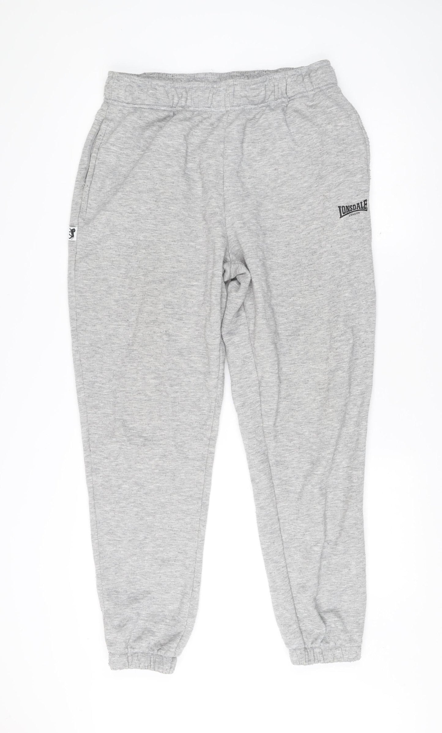 Lonsdale Mens Grey Sweatpants Joggers L Regular Fit Fleece Activewear