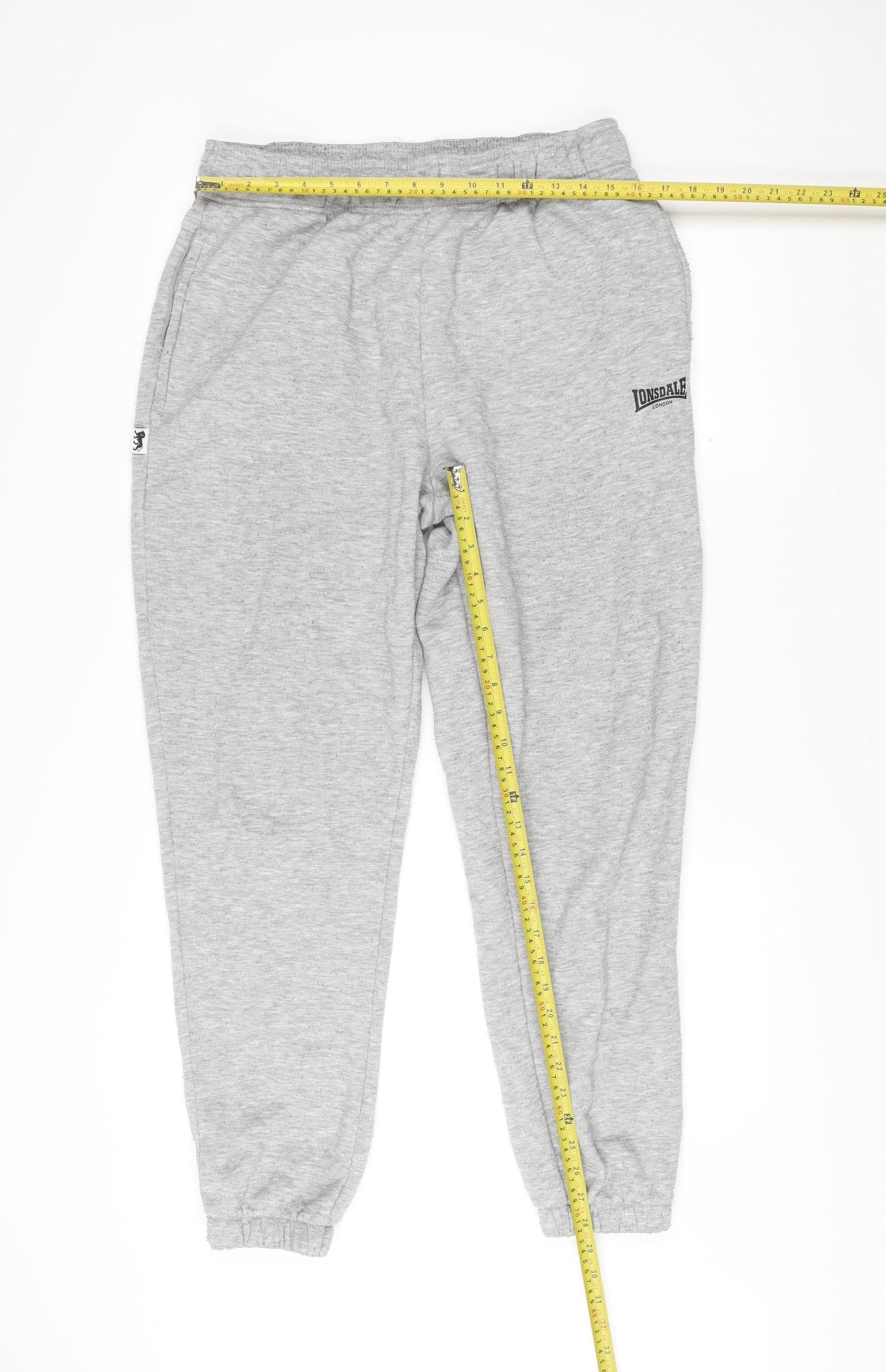 Lonsdale Mens Grey Sweatpants Joggers L Regular Fit Fleece Activewear