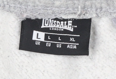 Lonsdale Mens Grey Sweatpants Joggers L Regular Fit Fleece Activewear