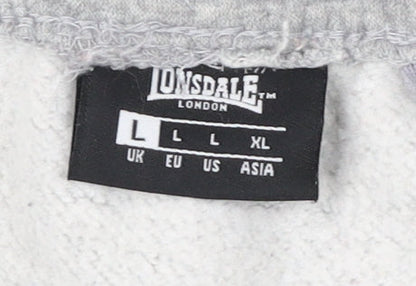 Lonsdale Mens Grey Sweatpants Joggers L Regular Fit Fleece Activewear