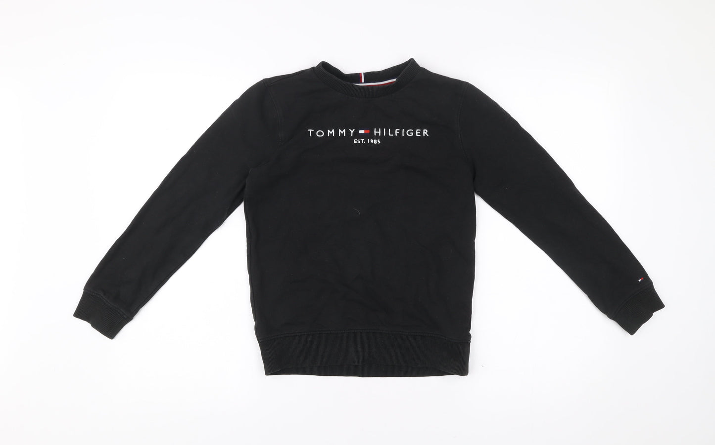 Tommy Hilfiger Boys Black Pullover Sweatshirt Logo Crew Neck 12 Years