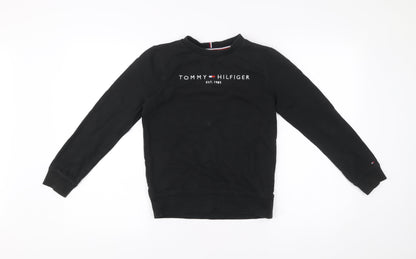 Tommy Hilfiger Boys Black Pullover Sweatshirt Logo Crew Neck 12 Years