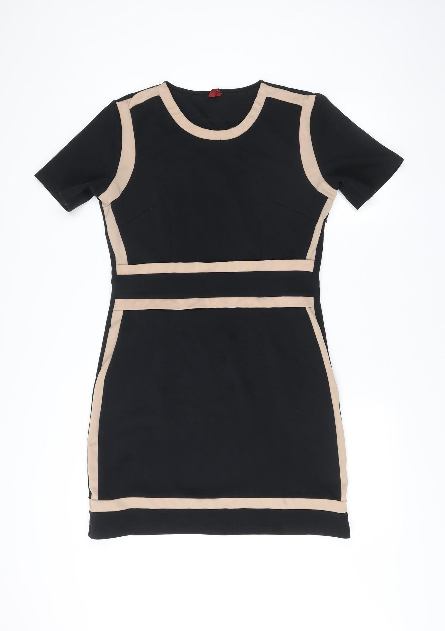 Miusol Women’s Black Colourblock Sheath Dress 2XL Short Sleeve