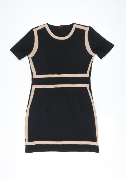 Miusol Women’s Black Colourblock Sheath Dress 2XL Short Sleeve