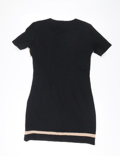 Miusol Women’s Black Colourblock Sheath Dress 2XL Short Sleeve