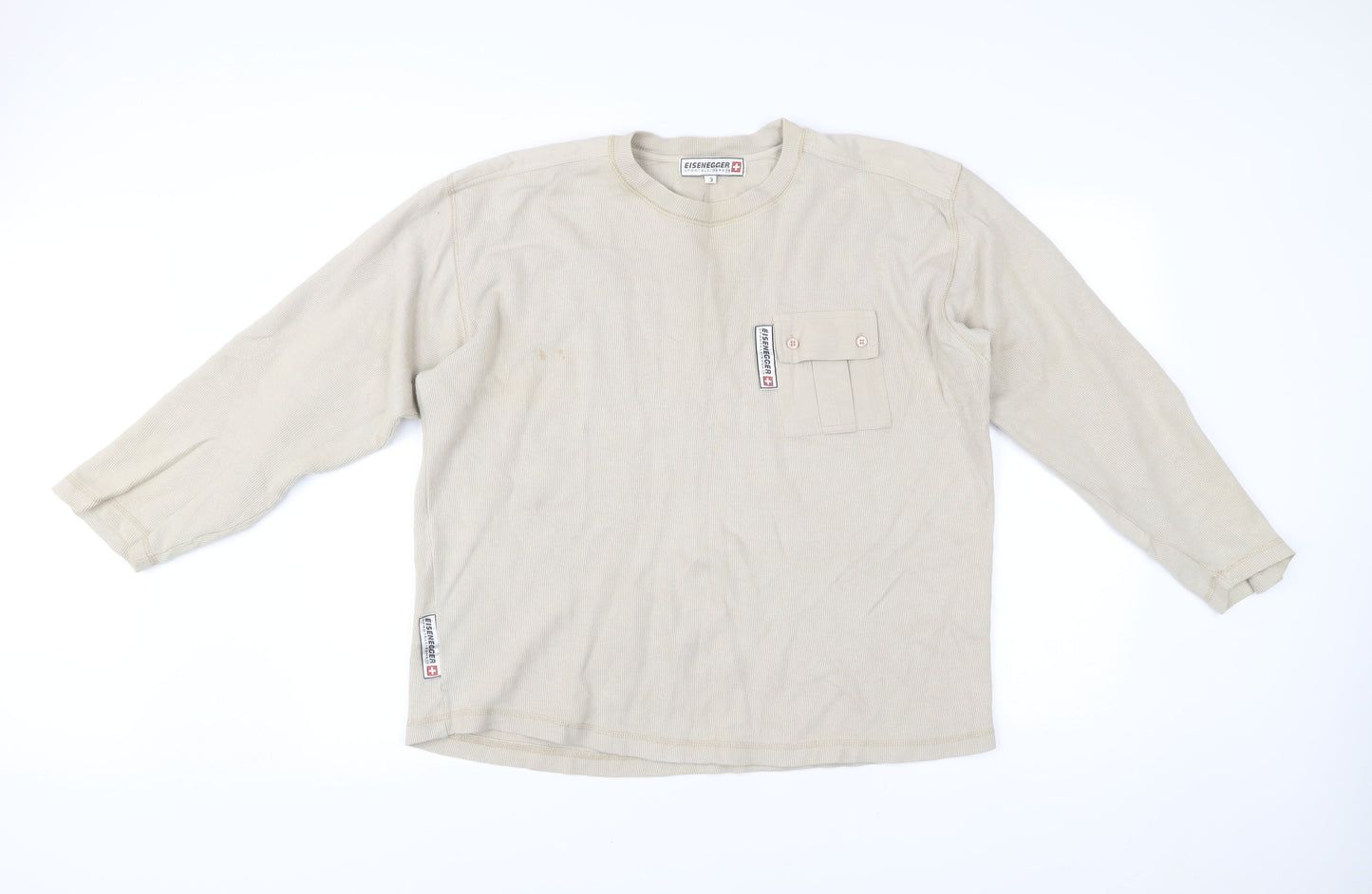 Eisenegger Men’s Beige Cotton Pullover Jumper Size M with Pocket