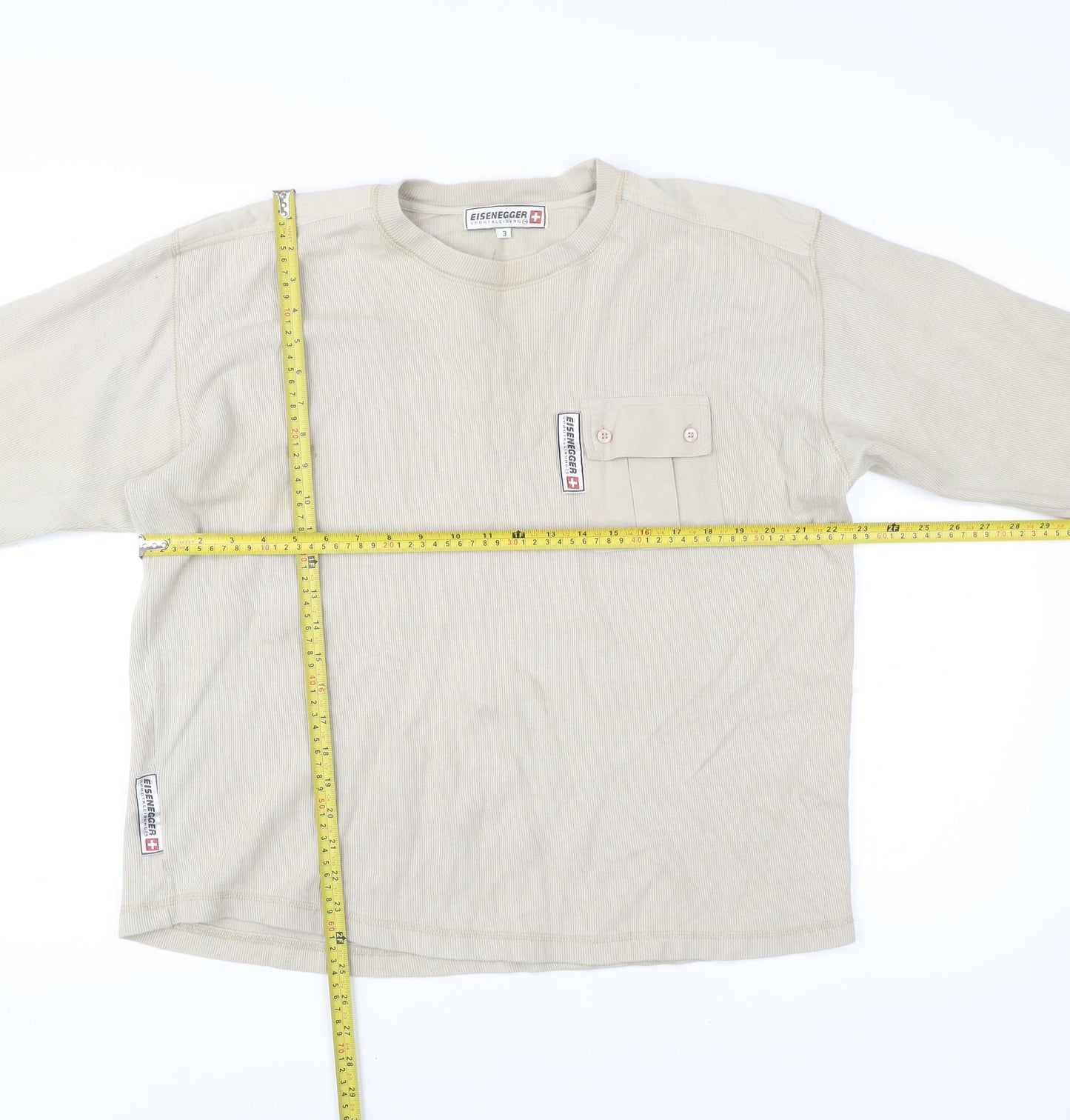 Eisenegger Men’s Beige Cotton Pullover Jumper Size M with Pocket