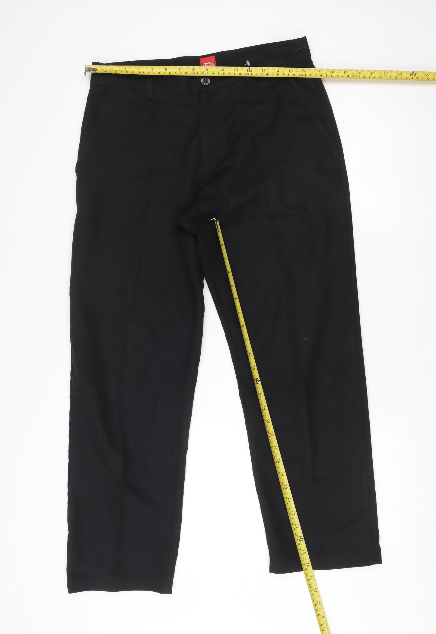 Slazenger Men's Black 32W Regular Fit Straight Leg Trousers