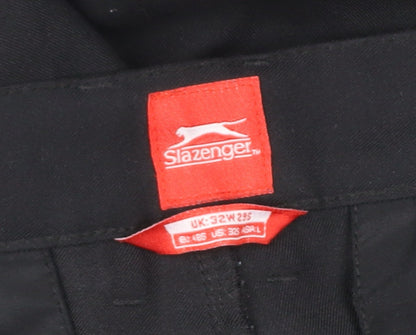 Slazenger Men's Black 32W Regular Fit Straight Leg Trousers