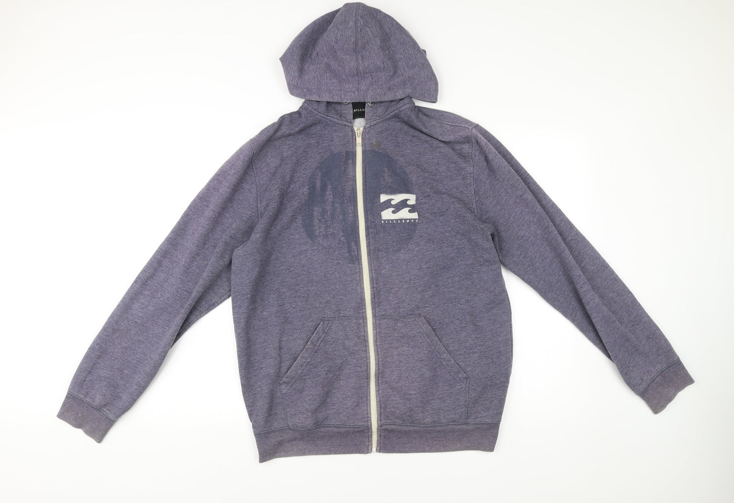 Mens UK Size L Billabong Blue Full Zip Hoodie
