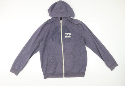 Mens UK Size L Billabong Blue Full Zip Hoodie