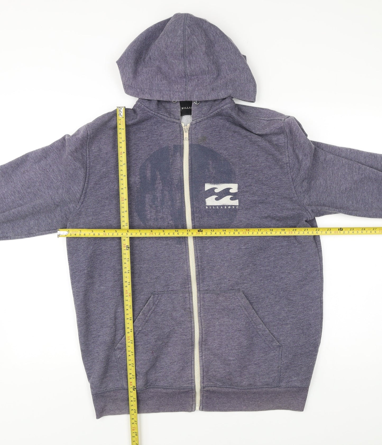 Mens UK Size L Billabong Blue Full Zip Hoodie