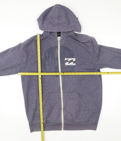 Mens UK Size L Billabong Blue Full Zip Hoodie