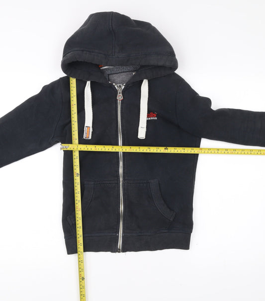 Superdry Women Black XS Full Zip Hoodie Cotton Blend
