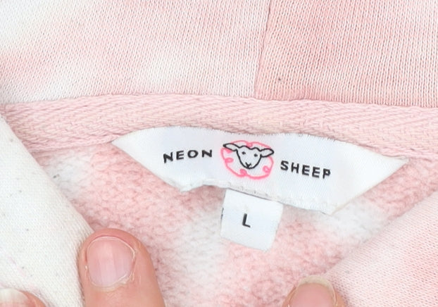 Neon Sheep Womens Pink Tie Dye Pullover Hoodie Size L