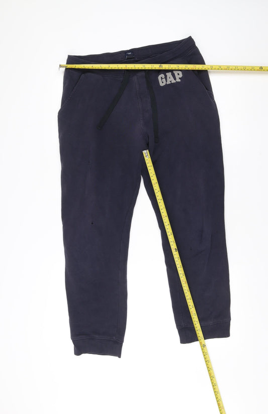 Gap Men’s Blue Jogger Sweatpants M Cotton Blend Fleece Tapered