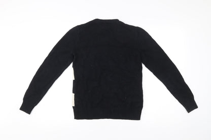 Chaps Womens Black Stripe Cotton Blend Cable-Knit Jumper Size S