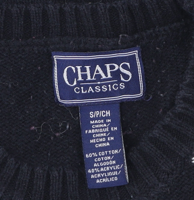 Chaps Womens Black Stripe Cotton Blend Cable-Knit Jumper Size S