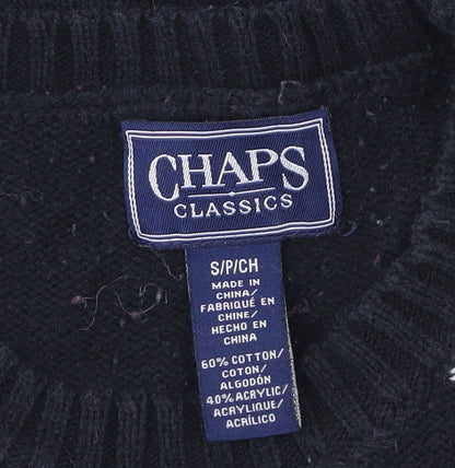 Chaps Womens Black Stripe Cotton Blend Cable-Knit Jumper Size S