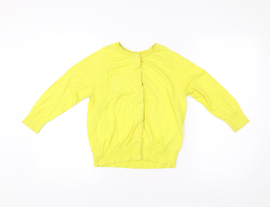 COS Women’s Yellow Cotton Crew Neck Button Cardigan Size 10
