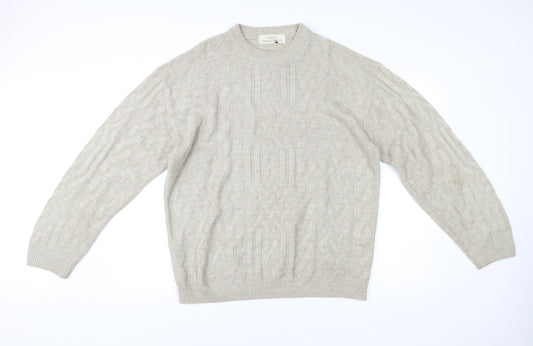Marks and Spencer Men’s Beige Cable-Knit Acrylic Jumper L