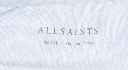 AllSaints Men’s Blue Slim Fit Polo Shirt Size Small Cotton