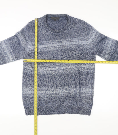 Marks and Spencer Men’s Blue Striped Pullover Jumper M Knit Crew Neck