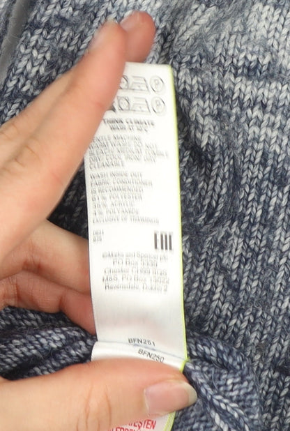 Marks and Spencer Men’s Blue Striped Pullover Jumper M Knit Crew Neck