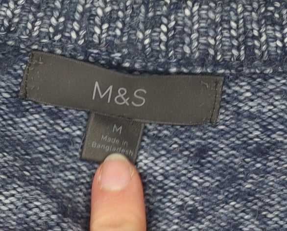 Marks and Spencer Men’s Blue Striped Pullover Jumper M Knit Crew Neck