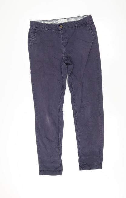 FatFace Womens Blue Cotton Chino Trousers Size 10 Straight Fit
