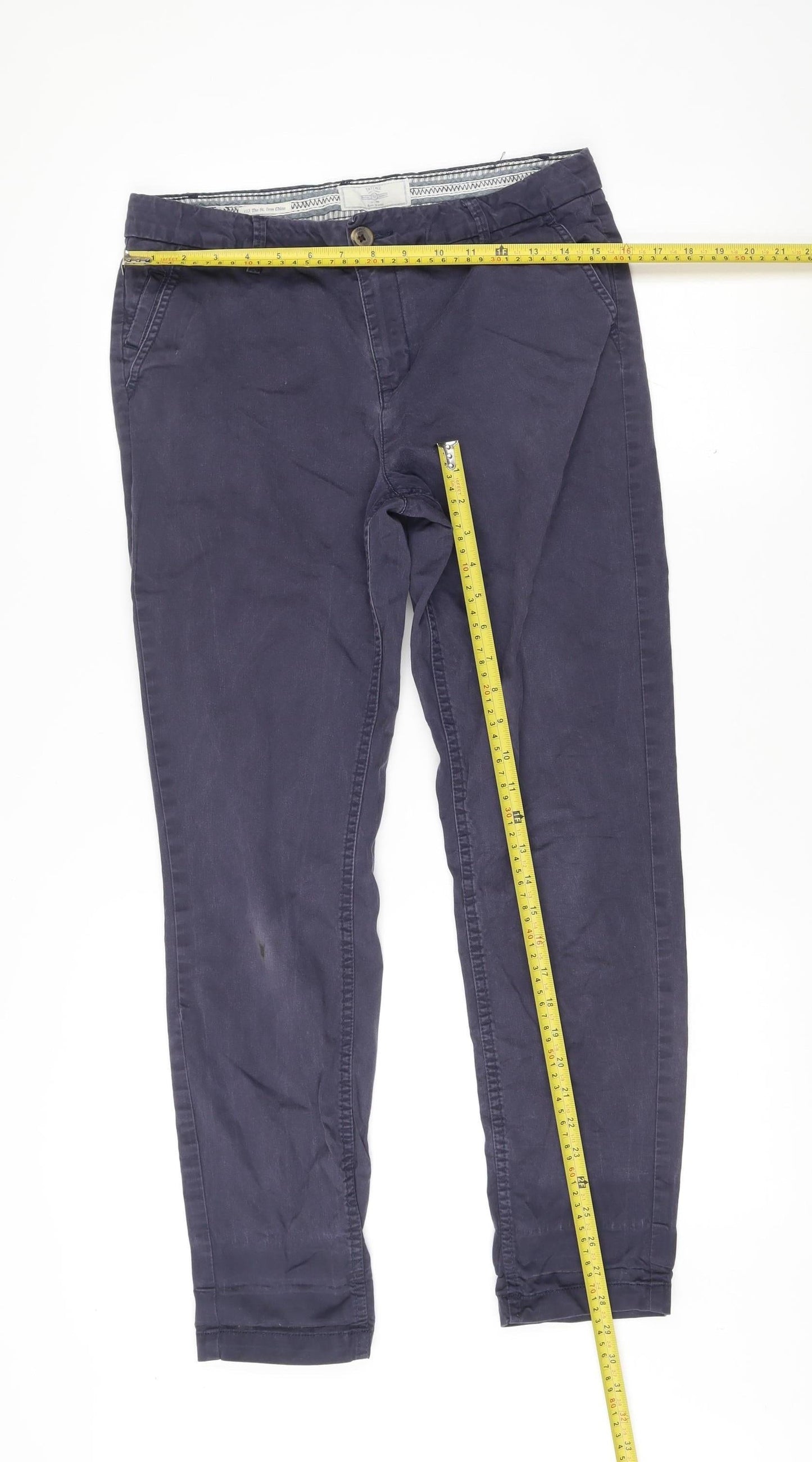 FatFace Womens Blue Cotton Chino Trousers Size 10 Straight Fit