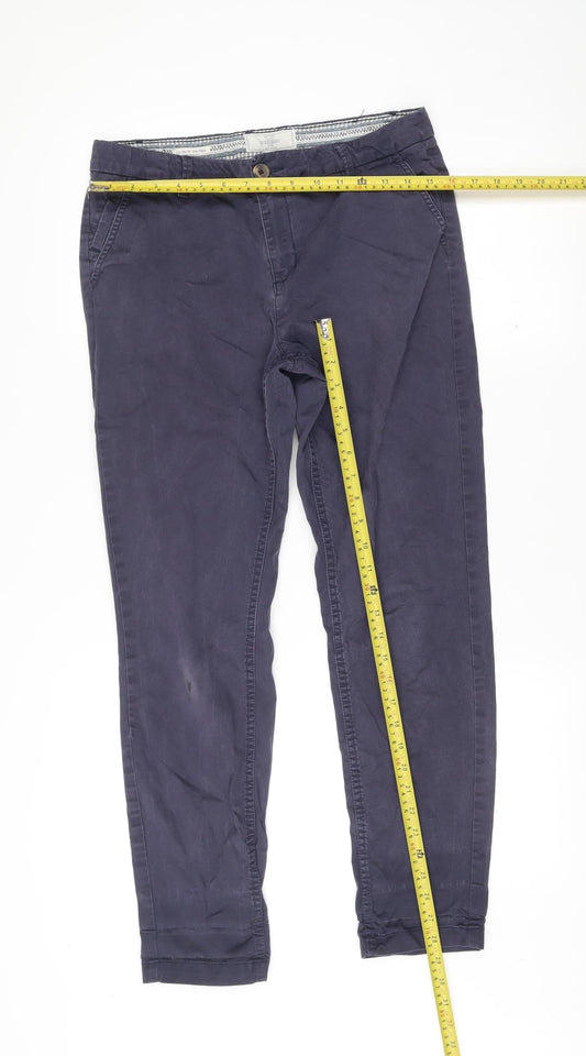 FatFace Womens Blue Cotton Chino Trousers Size 10 Straight Fit