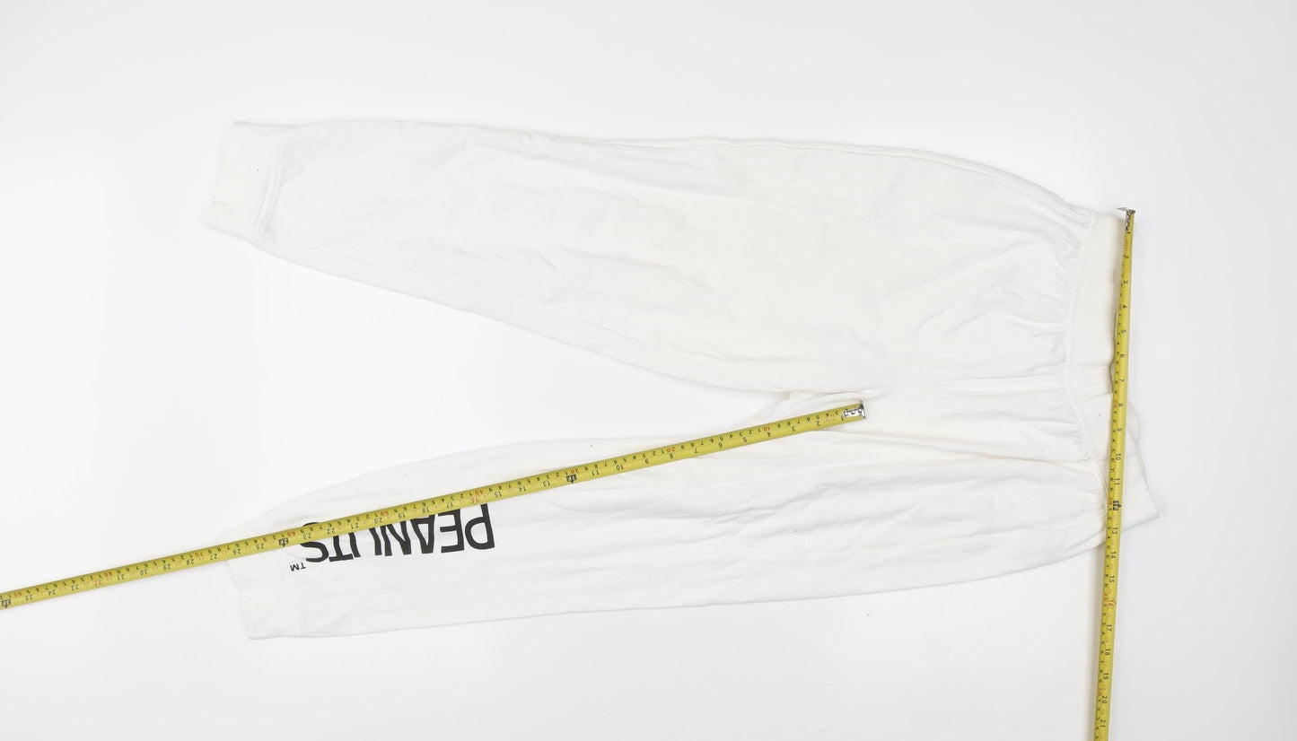 Peanuts Women’s White Jogger Trousers Size 8-10 Cotton Blend