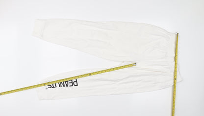 Peanuts Women’s White Jogger Trousers Size 8-10 Cotton Blend