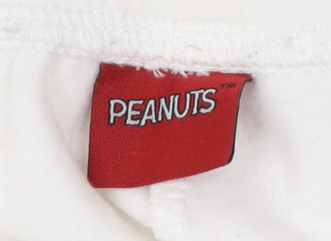 Peanuts Women’s White Jogger Trousers Size 8-10 Cotton Blend