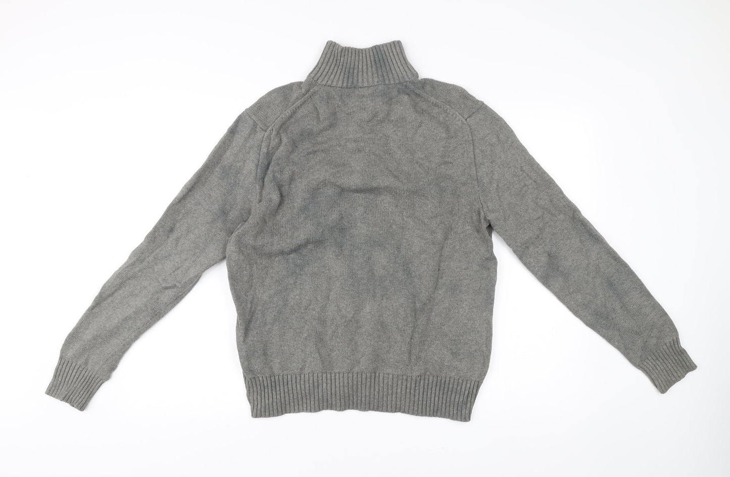 Polo Ralph Lauren Mens Grey Wool Henley Mock Neck Jumper M