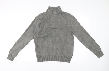 Polo Ralph Lauren Mens Grey Wool Henley Mock Neck Jumper M