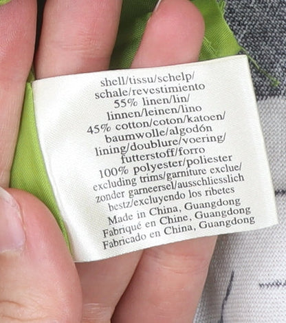 Laura Ashley Women’s Grey Floral Linen Cotton A-Line Skirt UK 12