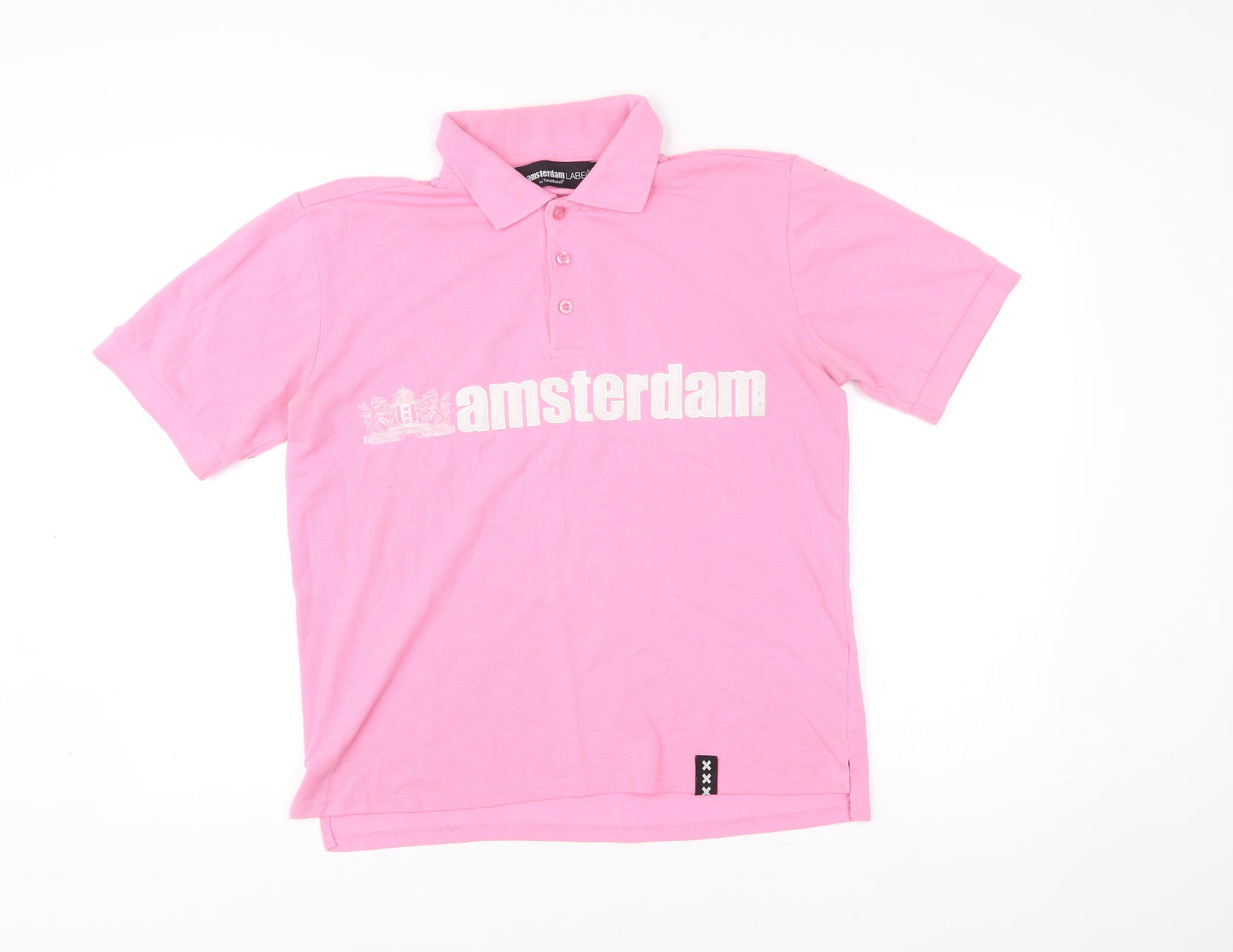 Amsterdam Label Men’s Pink Polo Shirt Size M Cotton Blend Casual