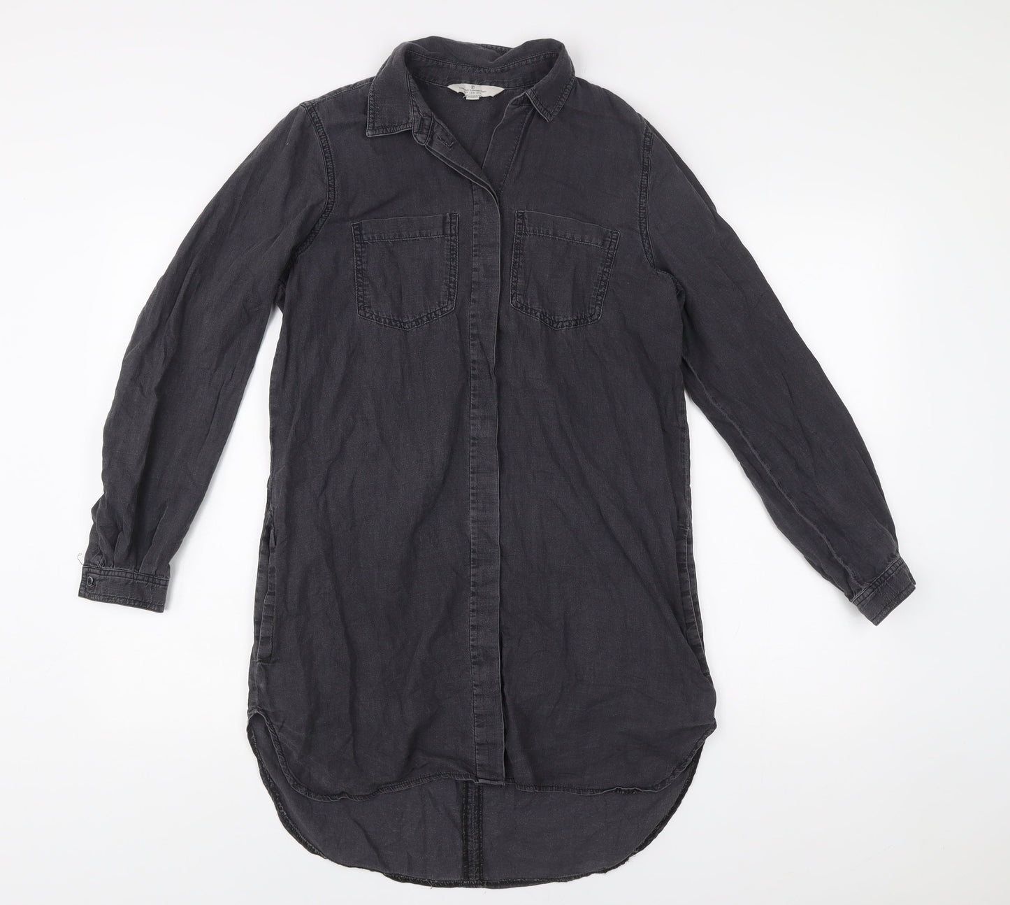 French Connection Womens Black Size 6 Shirt Dress Long Sleeve Casual