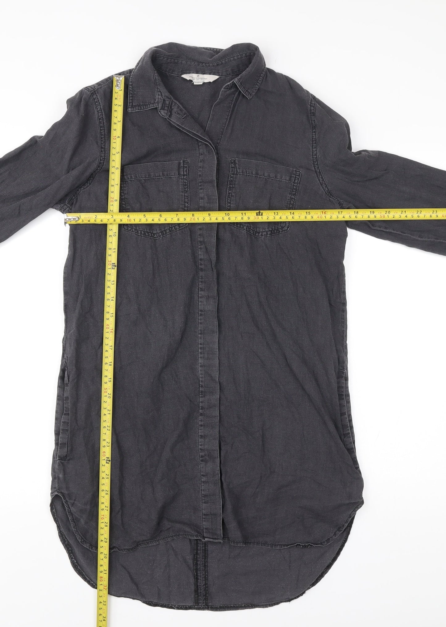 French Connection Womens Black Size 6 Shirt Dress Long Sleeve Casual